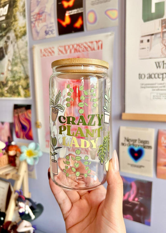Crazy Plant Lady Glass Can