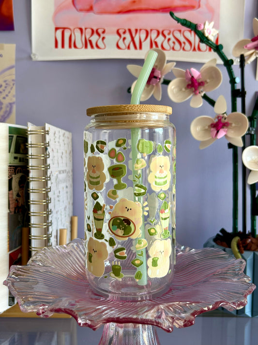Matcha Bear Glass Can