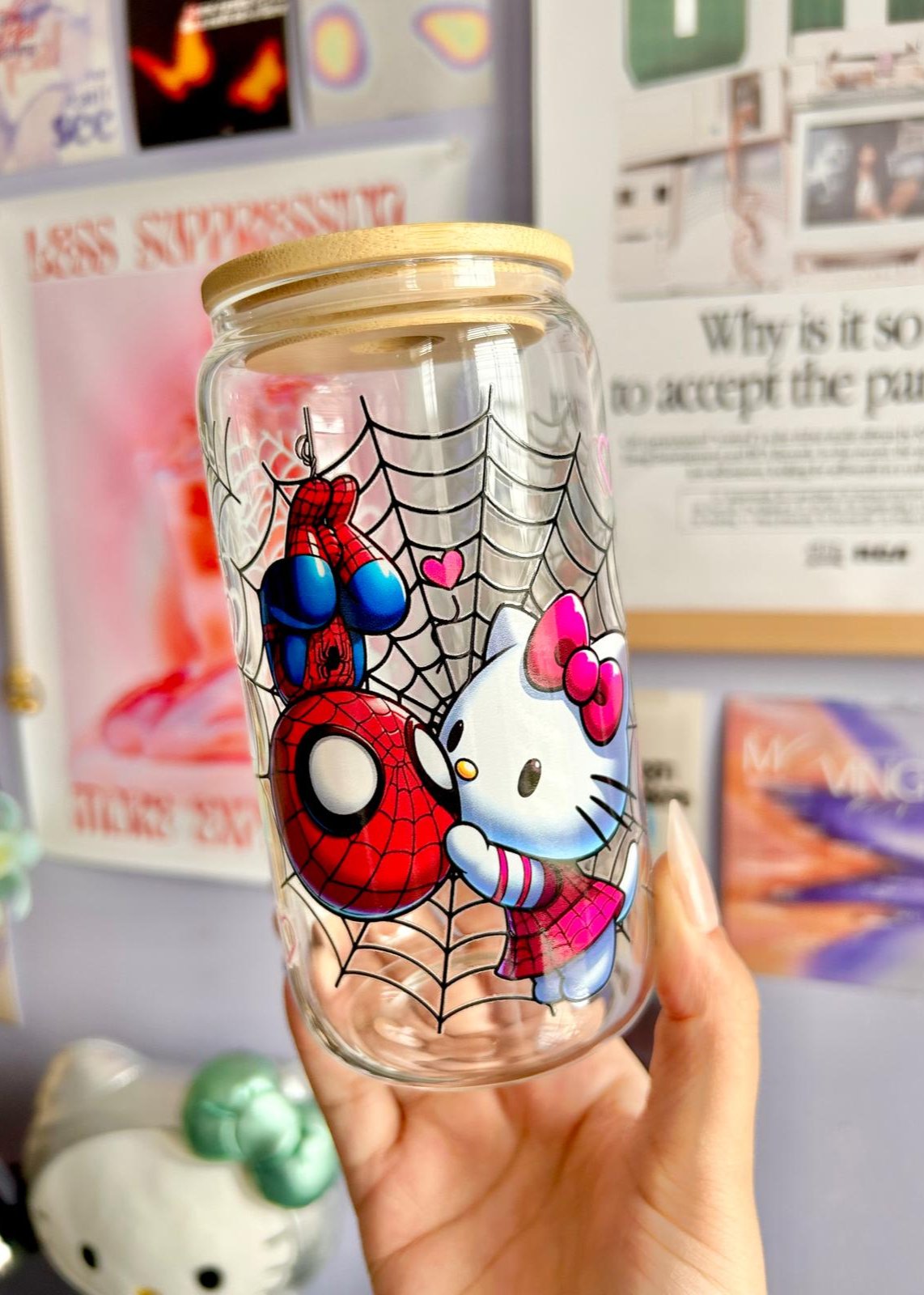 Spiderman x Hello Kitty Glass Can