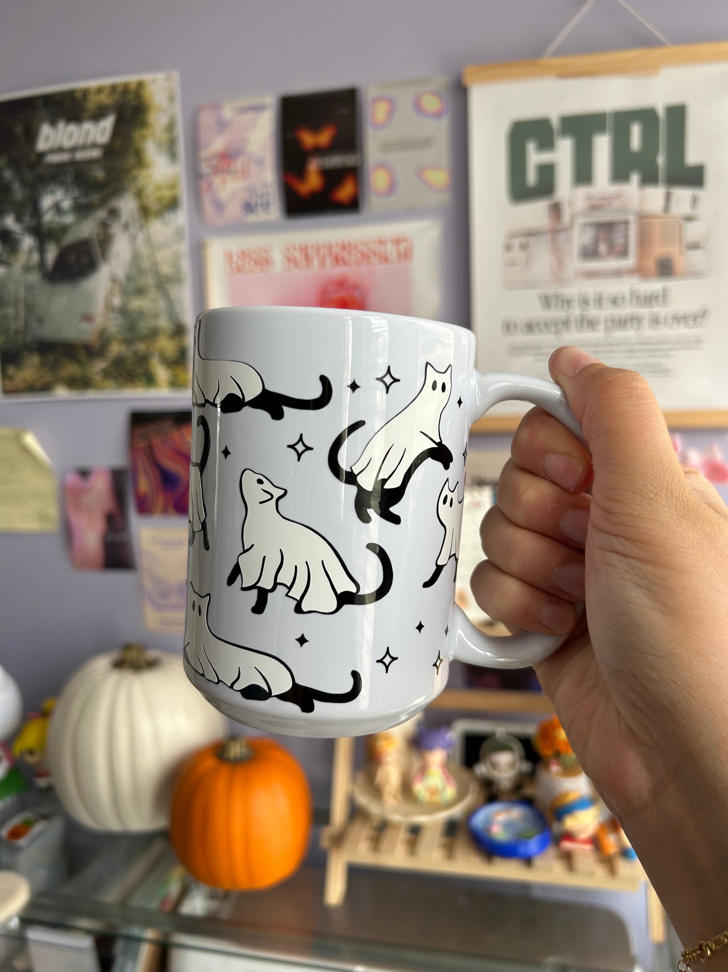 Ghost Cat Ceramic Mug