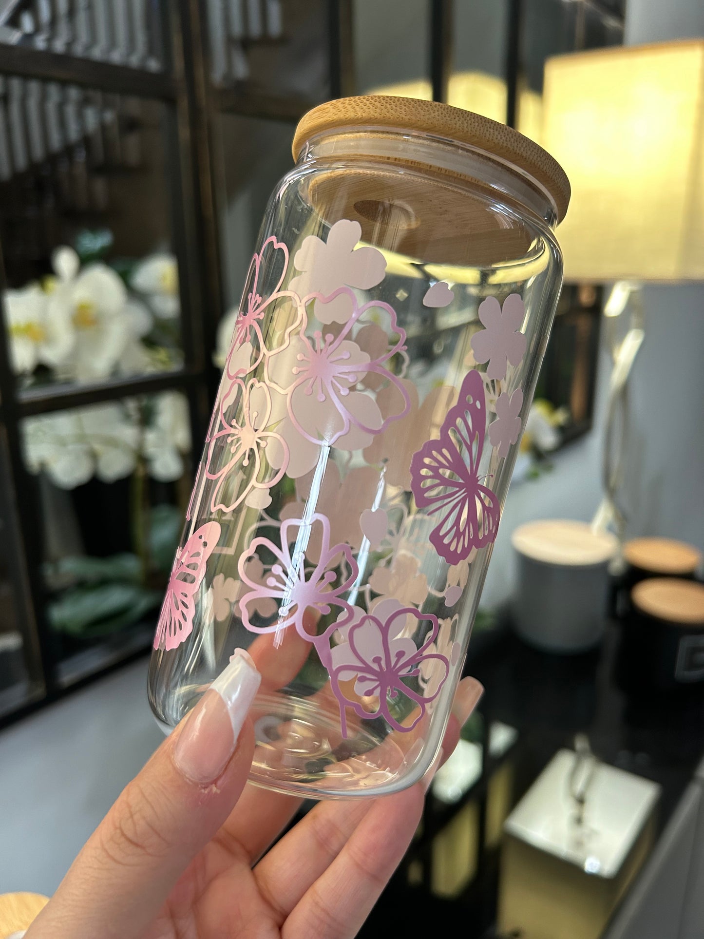 Mama Floral Glass Can