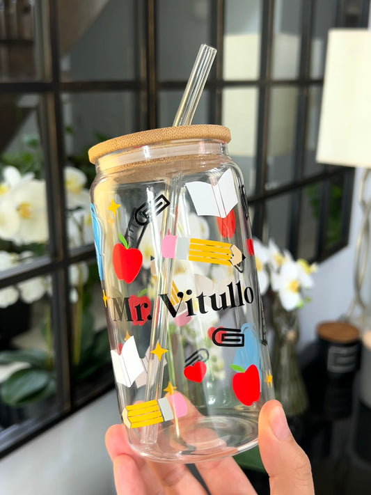 Personalized Teacher Glass Can