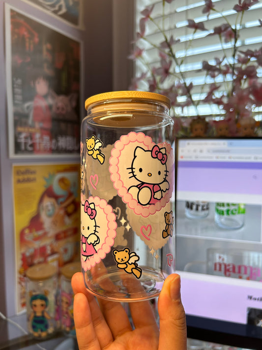 Hello Kitty Heart Glass Can