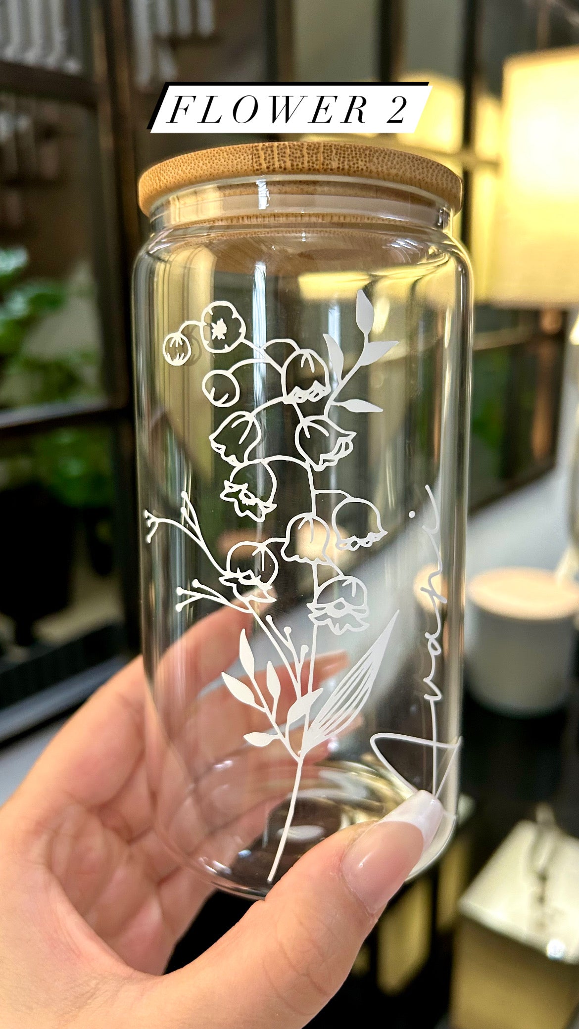 Personalized Floral Glass Cans