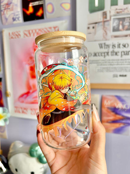 Demon Slayer Zenitsu Glass Can