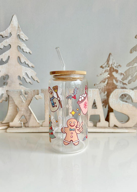 Retro Christmas Glass Can