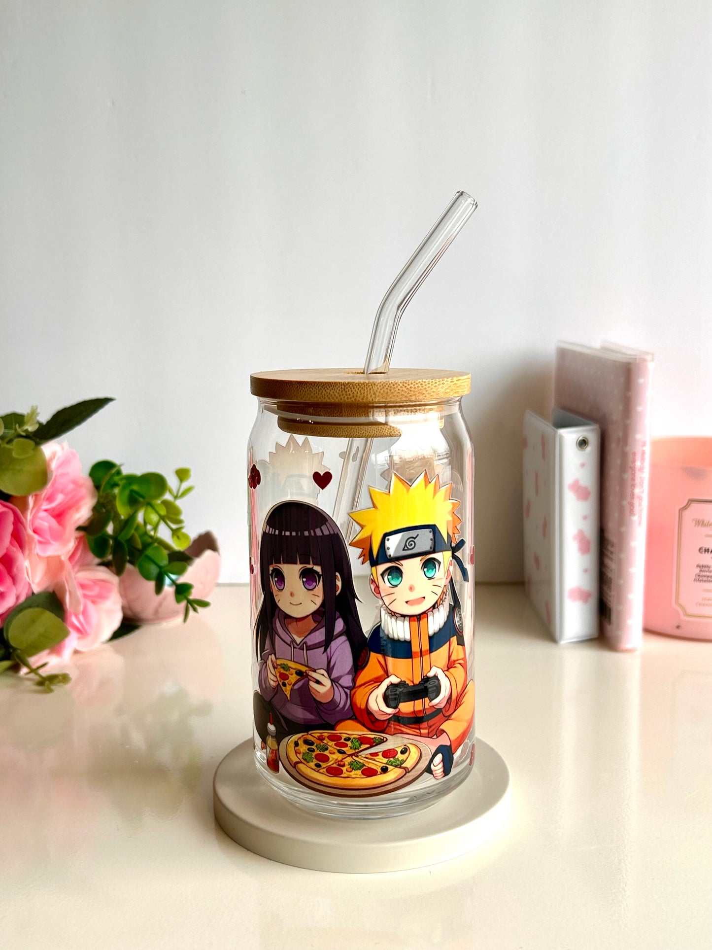 Naruto & Hinata Valentines Glass Can