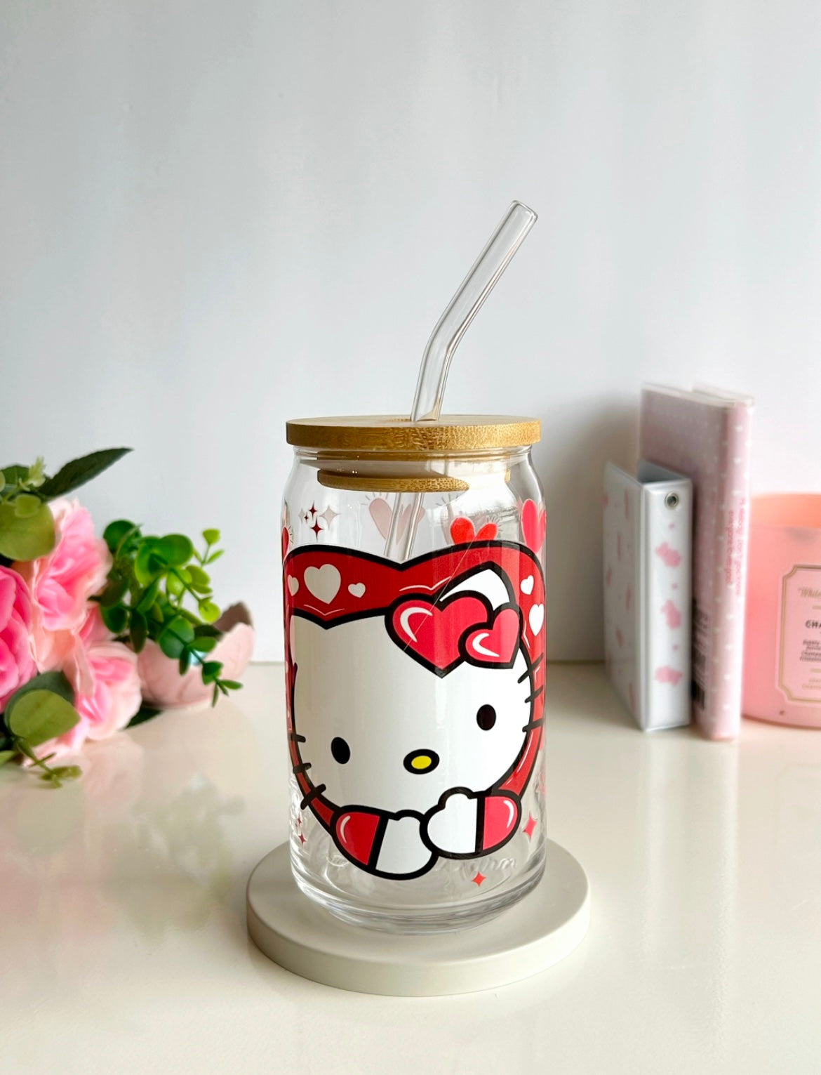 Hello Kitty Valentines Glass Can