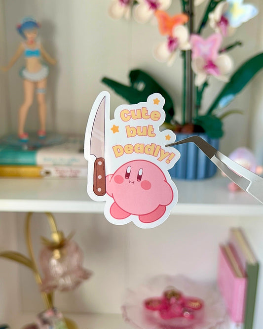 Cute But Deadly Kirby - Glossy Laminate Sticker