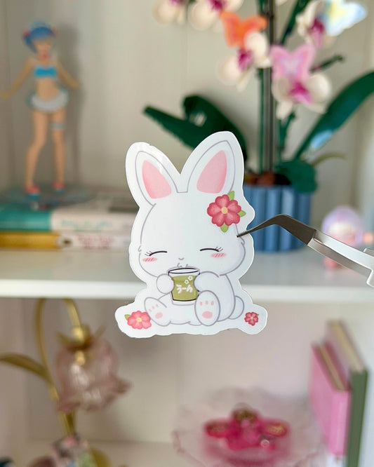 Kawaii Matcha Bunny - Glossy Laminate Sticker
