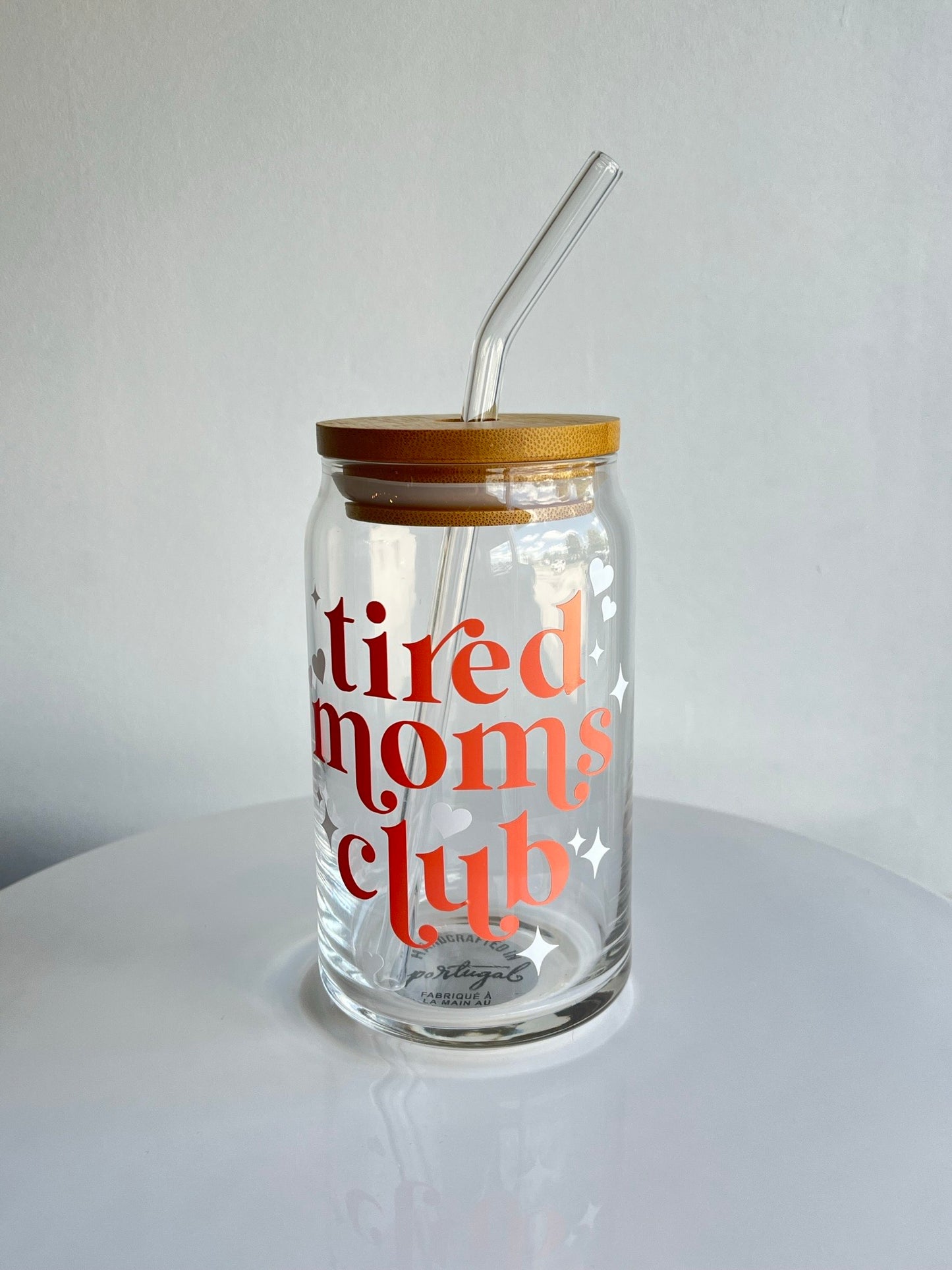 Tired Moms Club Can Glass